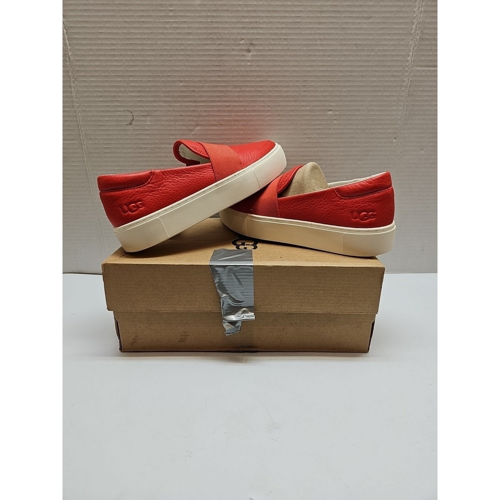 UGG Women Chayze Platform Sneaker Leather Slip On Round Toe Rubber Sole Red  Sz8